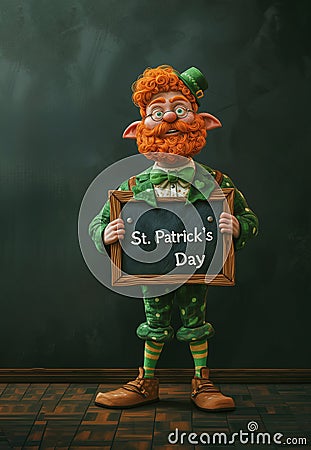 Animated character embodying leprechaun holds 