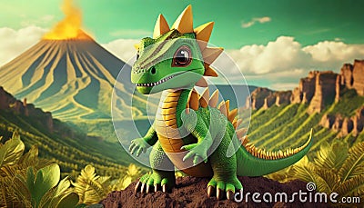 animated cheerful dinosaurs Stock Photo