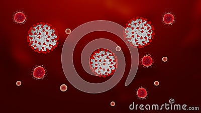 Animated coronavirus model Covid 19, Virus warning, 3D rendering Stock Photo