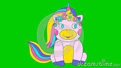 Funny Rainbow Unicorn Running Loop. Bright and Colorful Pony Gallop.  Pop-art Virus Video. Stock Video - Video of cartoon, character: 185020913
