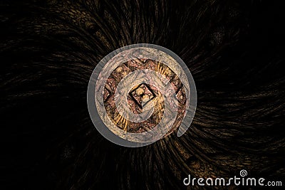 Animated Geometric fractal shape can illustrate daydreaming imagination psychedelic space dreams magic nuclear explosion Stock Photo