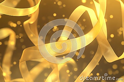 animated glowing ribbons in gold, gently curling and twisting in a seamless loop, creating a soft Stock Photo