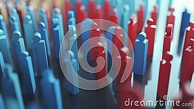 An animated graph displaying the shift in voter demographics over time predicting the potential outcome of the upcoming Stock Photo