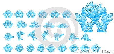 Animated Ice Golem Character Sprites Vector Illustration