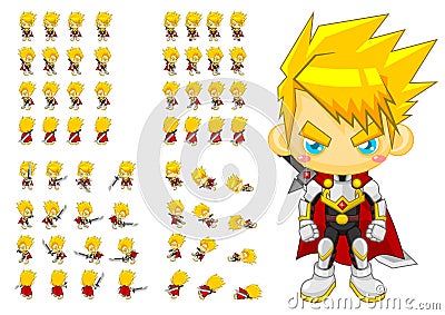 Animated Knight Character Sprites Vector Illustration