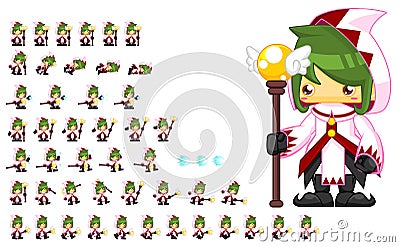 Animated Mage Character Sprites Vector Illustration