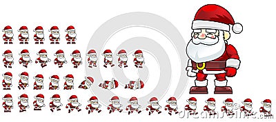 Animated Santa Claus Game Character Sprite Vector Illustration