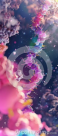 An animated sequence of gene splicing demonstrating the process of removing introns from RNA Stock Photo