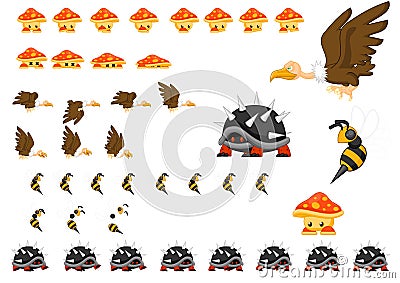 Animated Animals Character Sprites Vector Illustration