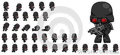 Cute Soldier Character Sprites Vector Illustration