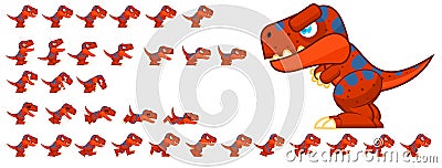 Animated Dinosaur Character Sprites Vector Illustration