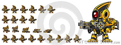 Animated Robot Character Sprites Vector Illustration