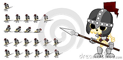 Skeleton Knight Character Sprites Vector Illustration