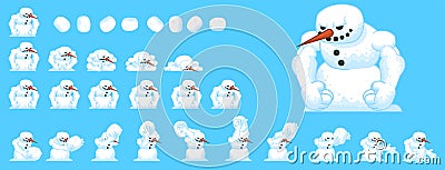 Animated Snowman Character Sprites Vector Illustration