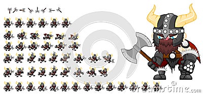 Animated Viking Character Sprites Vector Illustration