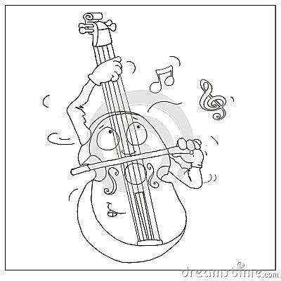 An animated violin sounds chine coloring for kids Stock Photo