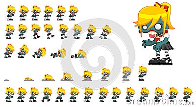 Animated Zombie Character Sprites Vector Illustration