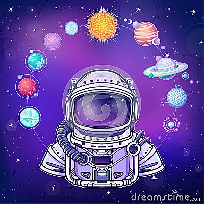 Animation Astronaut in a space suit. Vector Illustration