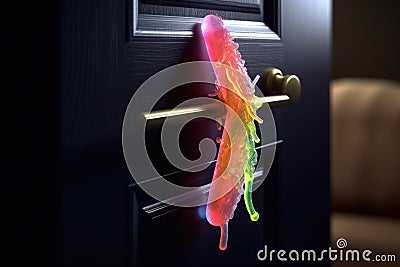 animation of bacteria crawling on a door handle Stock Photo