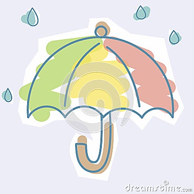 Design of umbrela in a rainy day in a soft colour background for any template and social media post Stock Photo