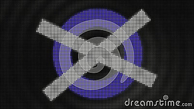 Animation with circle and cross. Motion. Led dots with animated circle and cross icons. Animation with circle and cross Stock Photo