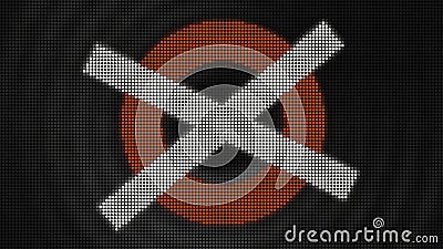 Animation with circle and cross. Motion. Led dots with animated circle and cross icons. Animation with circle and cross Stock Photo