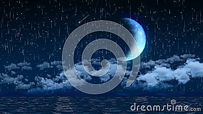 Animation 3d sans couture de ciel nocturne avec les nuages et la lumière d'étoile filante et le circuit économiseur d'écran géant illustration stock Animation 3d sans couture de ciel nocturne avec les nuages et la lumière d'étoile filante et le circuit économiseur d'écran géant illustration stock