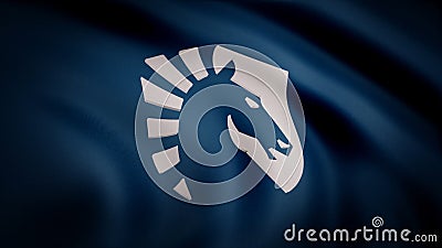 Animation of flag with symbol of Cybergaming Team Liquid. Editorial animation Editorial Stock Photo