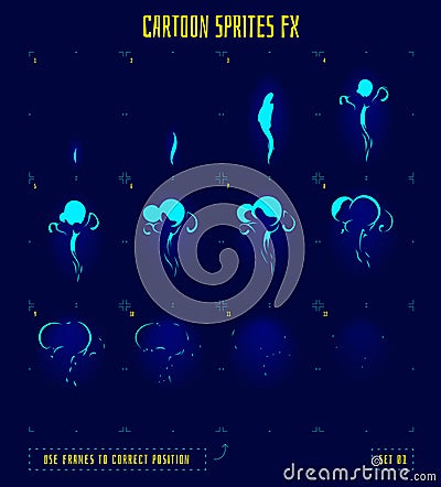 Animation frames or smoke sprites Vector Illustration