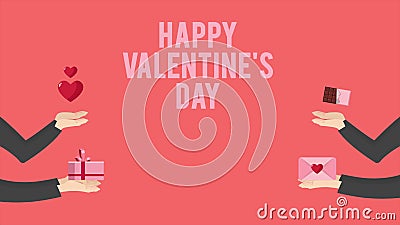 Animation of Hand Bring Gift, Chocolate, Envelope and Heart for Happy  Valentine Day Stock Footage - Video of envelope, love: 134103598