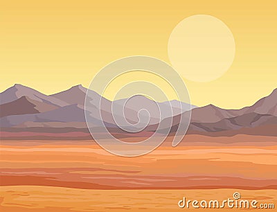 Animation landscape of the desert. Vector Illustration