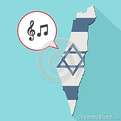 Animation of a long shadow Israel map with its flag and a comic Stock Photo