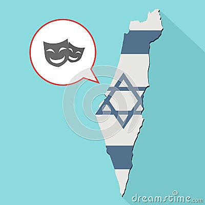 Animation of a long shadow Israel map with its flag and a comic Stock Photo