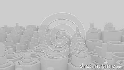 Animation of moving cylinders of different size in a wave monochrome pattern. Design. Seamless loop up and down motion Stock Photo