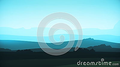 Animation moving of landscape in cartoon style. Digital design concept. Animation mountains background loop Stock Photo
