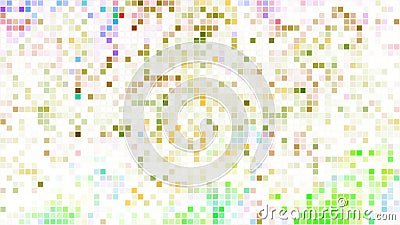 Animation with moving pixel image on white background. Motion. Background of disco pixels moving on white backdrop Stock Photo