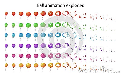 Animation of multi-colored balls explode Vector Illustration