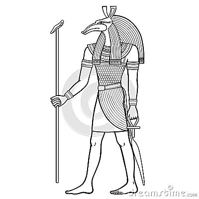 Animation portrait: Ancient Egyptian god Seth. God of rage, deserts, sandstorms, death, and strangers. Vector Illustration