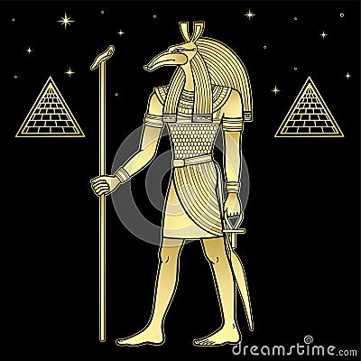 Animation portrait: Ancient Egyptian god Seth. God of rage, deserts, sandstorms, death, and strangers. Vector Illustration