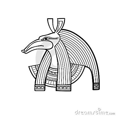 Animation portrait: Ancient Egyptian god Seth. God of rage, deserts, sandstorms, death, and strangers. Vector Illustration