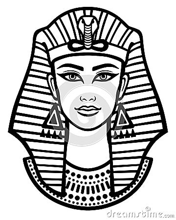 Animation portrait of the beautiful Egyptian woman. Vector Illustration