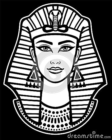 Animation portrait of the beautiful Egyptian woman. Vector Illustration