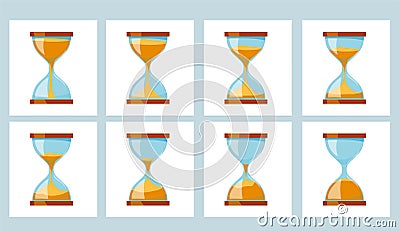 Animation Sand Glass Clock. Vector Illustration