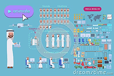 Character constructor. Arab saudi businessman Vector Illustration