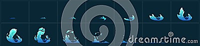 Animation sprite sheet of water splash Vector Illustration