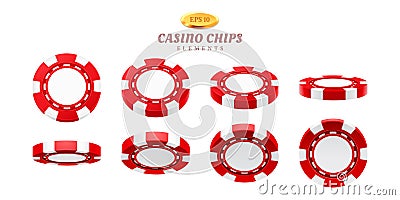 Animation sprites for realistic casino chips Vector Illustration