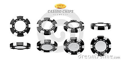 Animation sprites for realistic casino chips Vector Illustration