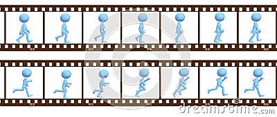 Animation symbol people walk run in cel frames Stock Photo