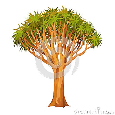 Animation tree Dragon. Sacred rare plant. Vector Illustration