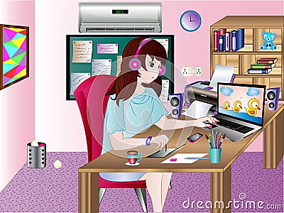 Animator at Work Vector Illustration Stock Photo
